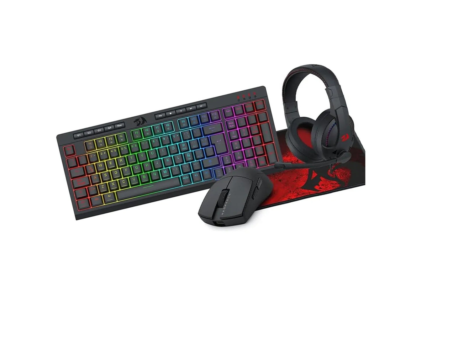 Kit Teclado/ Mouse/ Diadema/ Mousepad Redragon S147 Negro