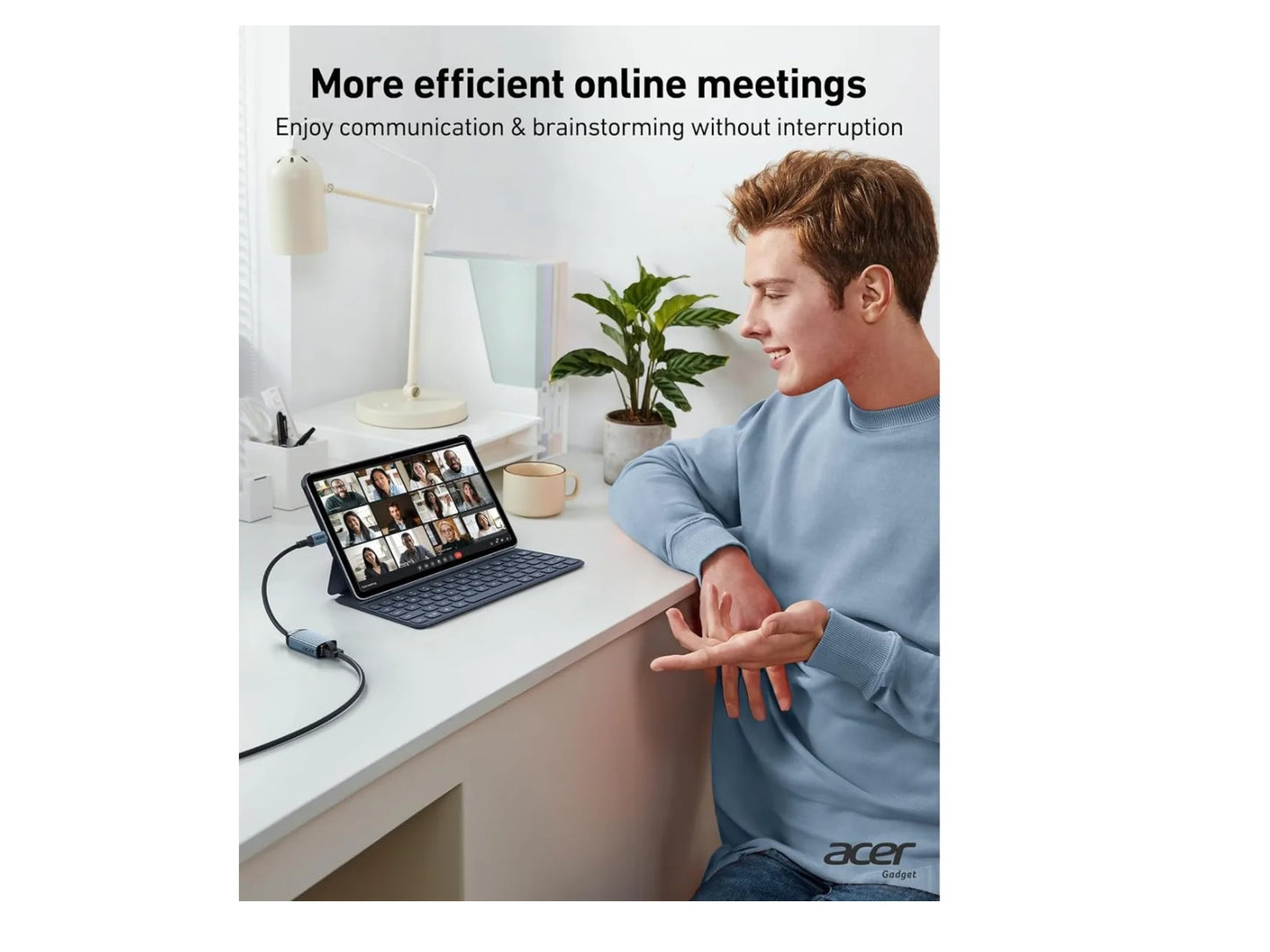 Adaptador Para Cable De Red Acer Gris Lan A Rj45