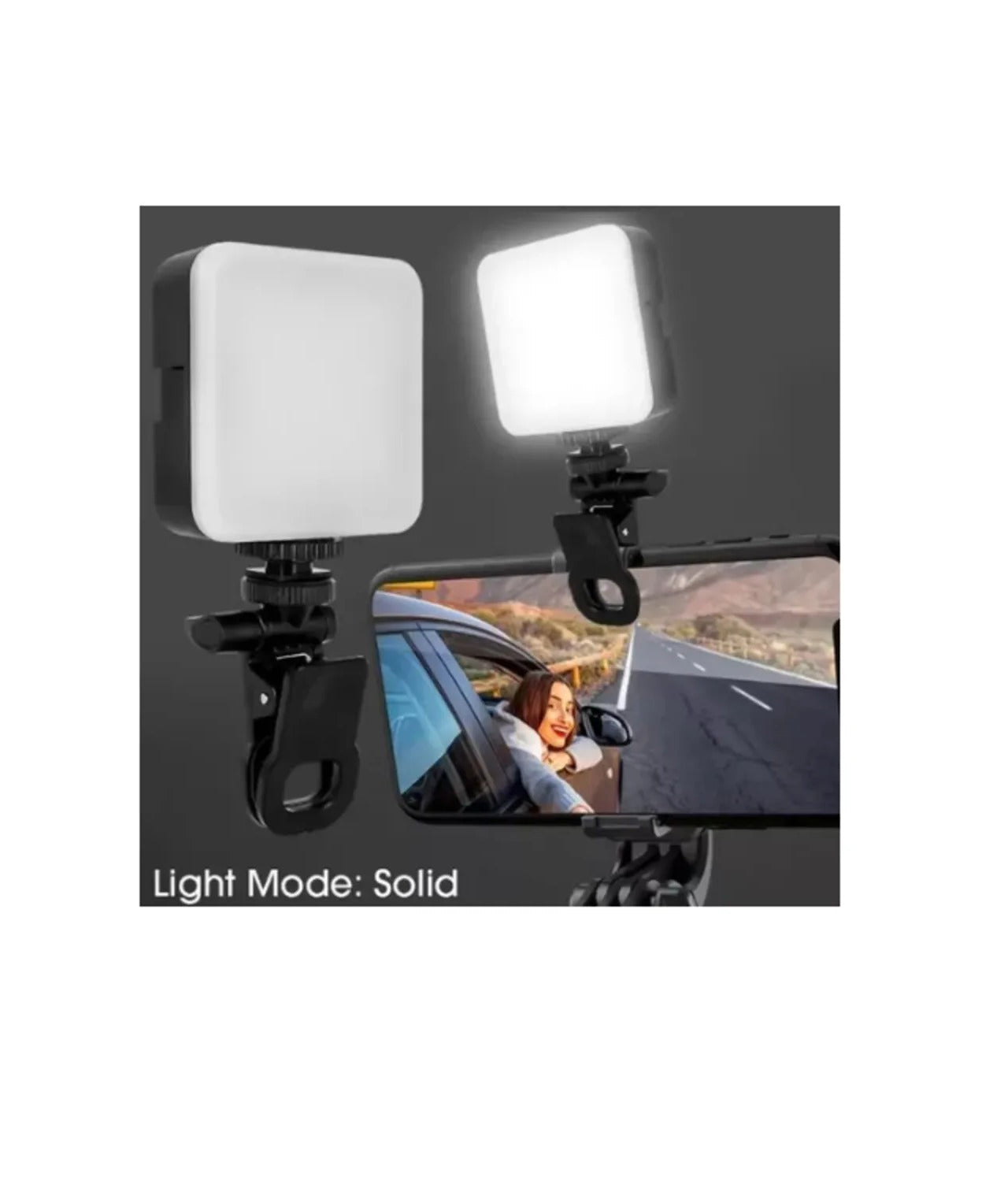 Mini Led Selfie Portátil Clip De Anillo Flash De Relleno Color Negro