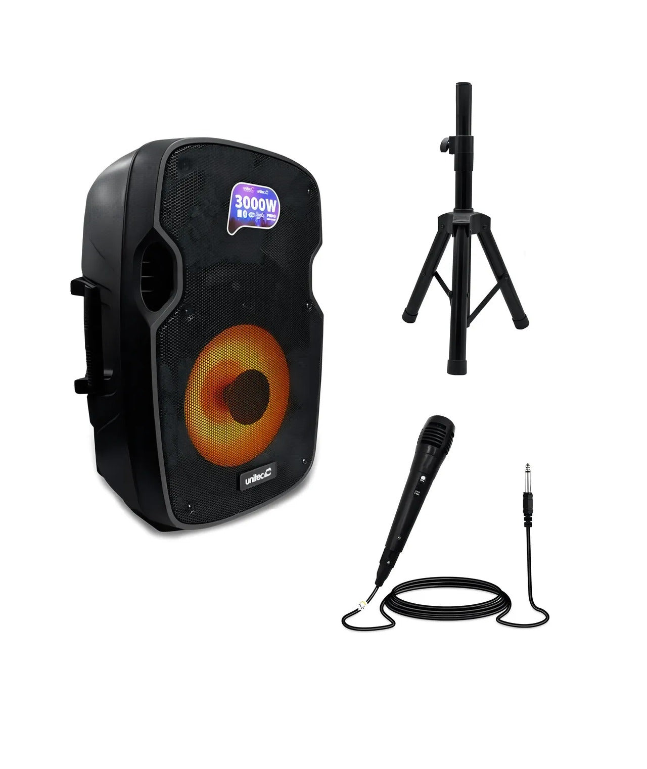 Parlante Cabina Inalámbrica Unitec 3000w + Tripode Y Mic 12p