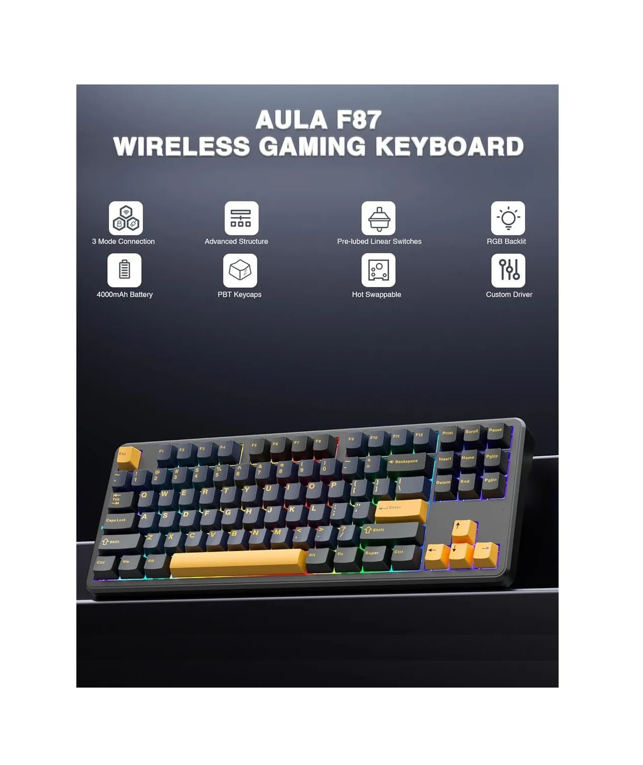 Teclado Mecanido Inalambrico 2.4hz Bt 80% Tkl Jedel Wkl-102
