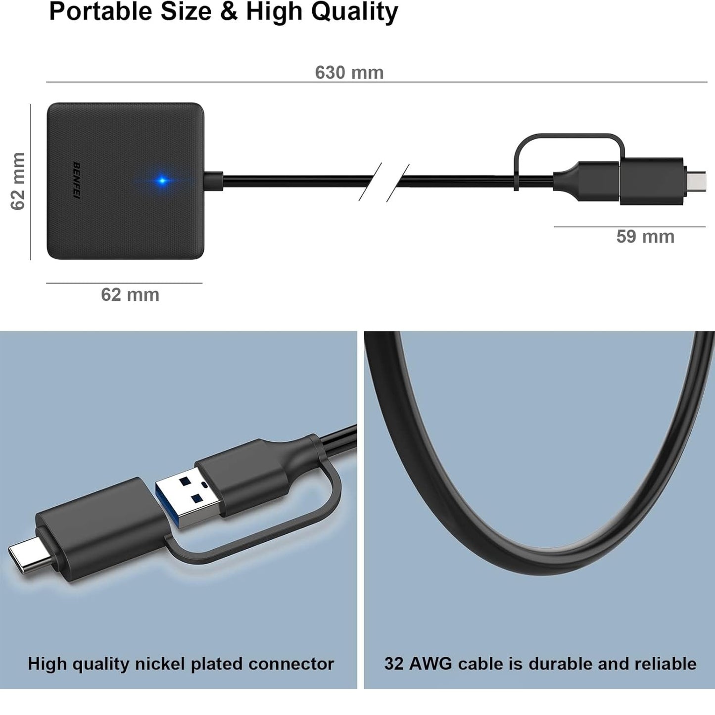 Lector De Tarjetas Universal De Alta Velocidad Benfei 4 En 1