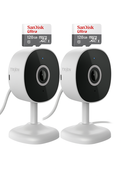 Pack 2 Camaras Nexxt Wifi + 2 Micro Sd 128gb Vision Nocturna