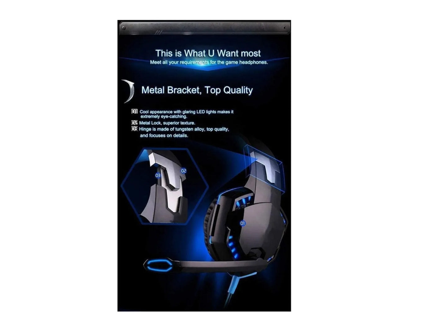 Audifonos Diadema Gamer Iluminacion Kotion Each G2000 | Azul