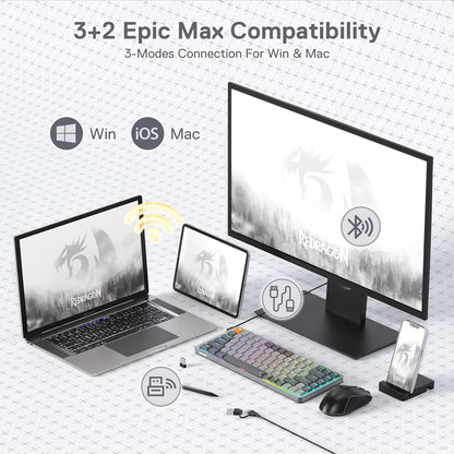 Teclado Mecanico Inalambrico Bt Gamer Redragon Azure K652 Es