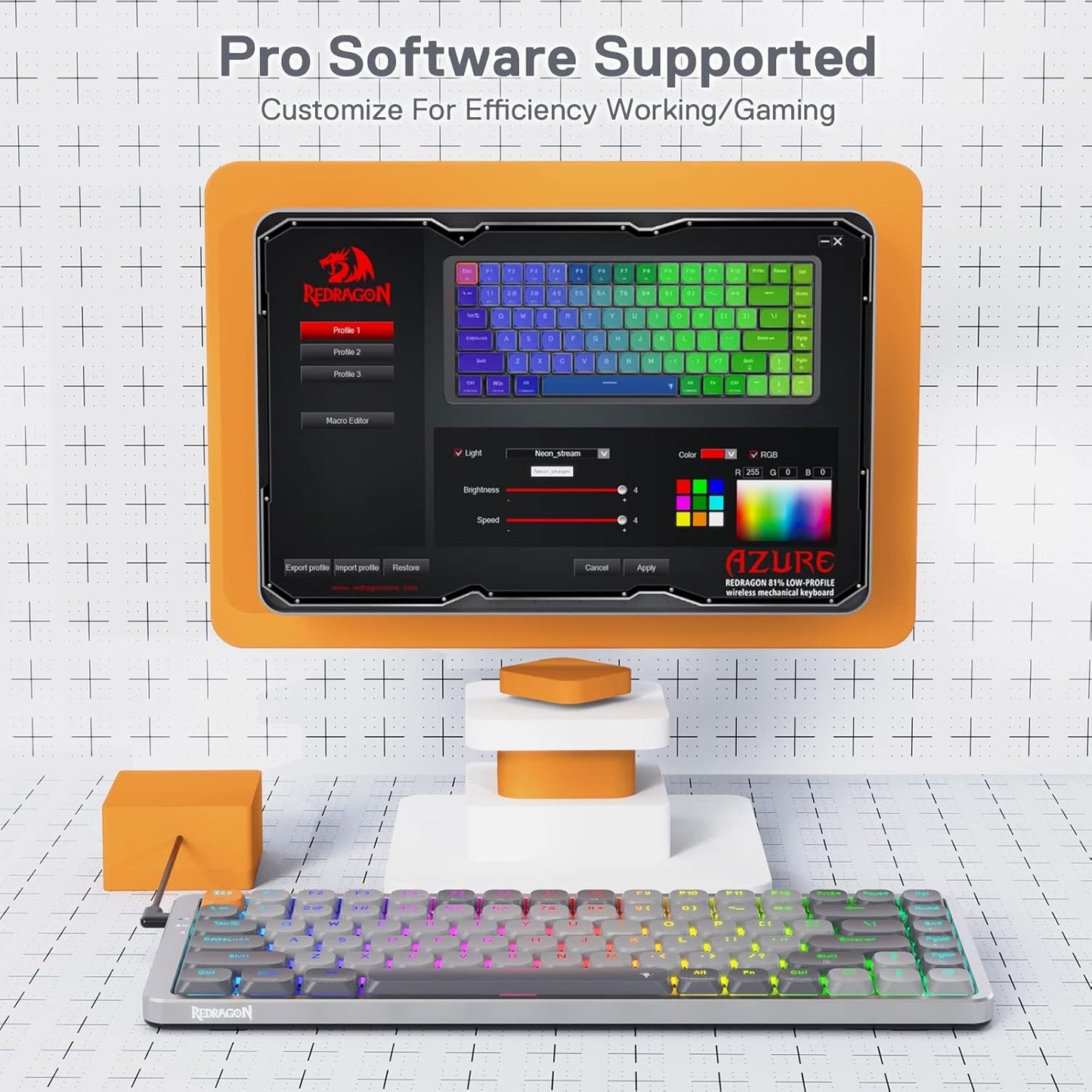 Teclado Mecanico Inalambrico Bt Gamer Redragon Azure K652 Es