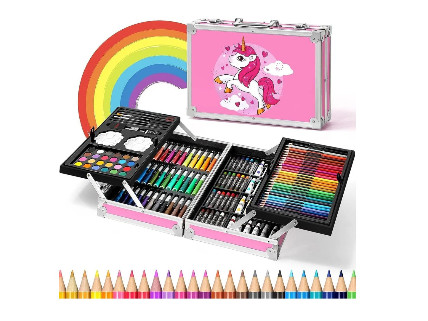 Kit Set De Dibujo Arte Para Niños 145 Pieza Acuarela Pintura