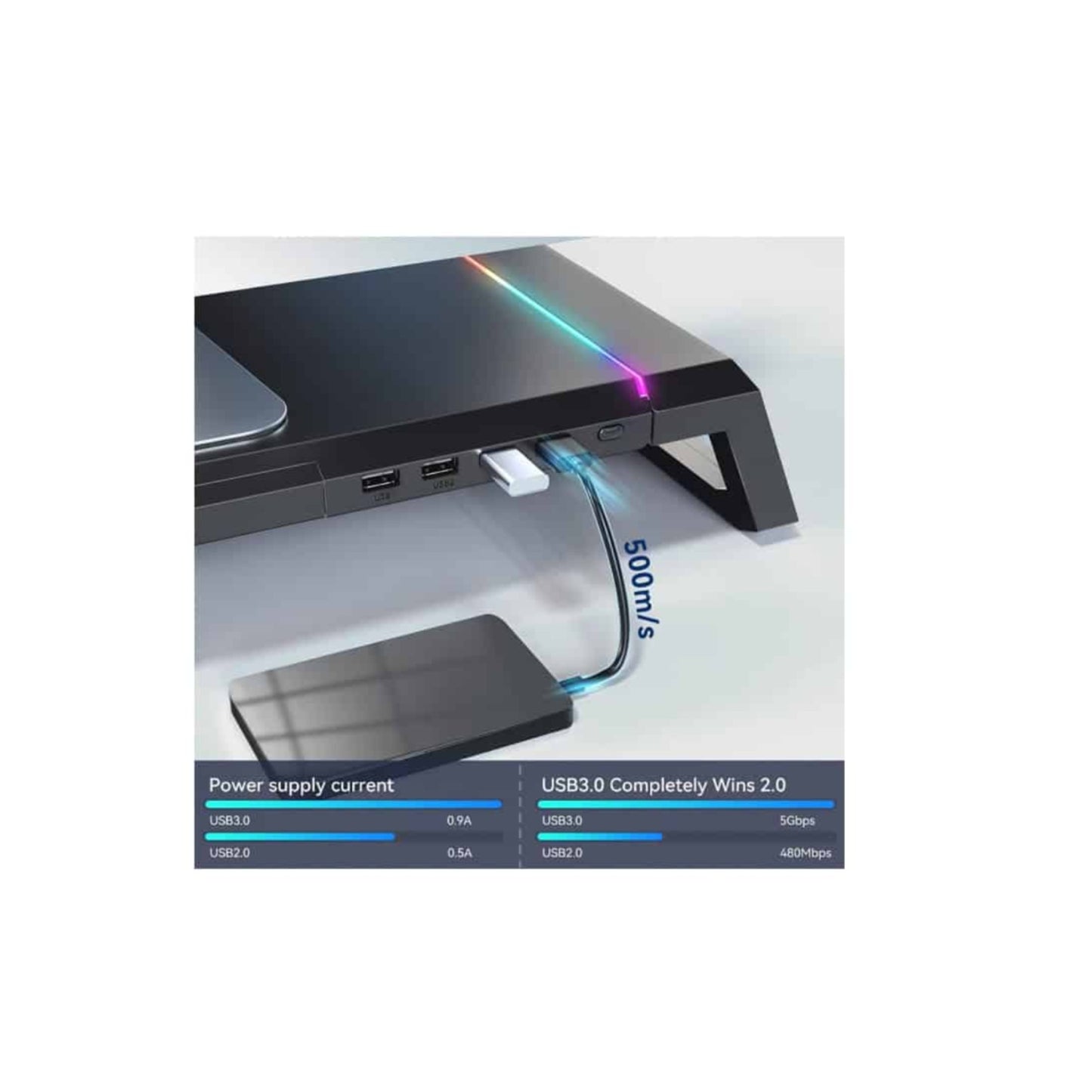 Base Soporte Para Monitor Gamer Hub Usb Multipuerto Jyr 016