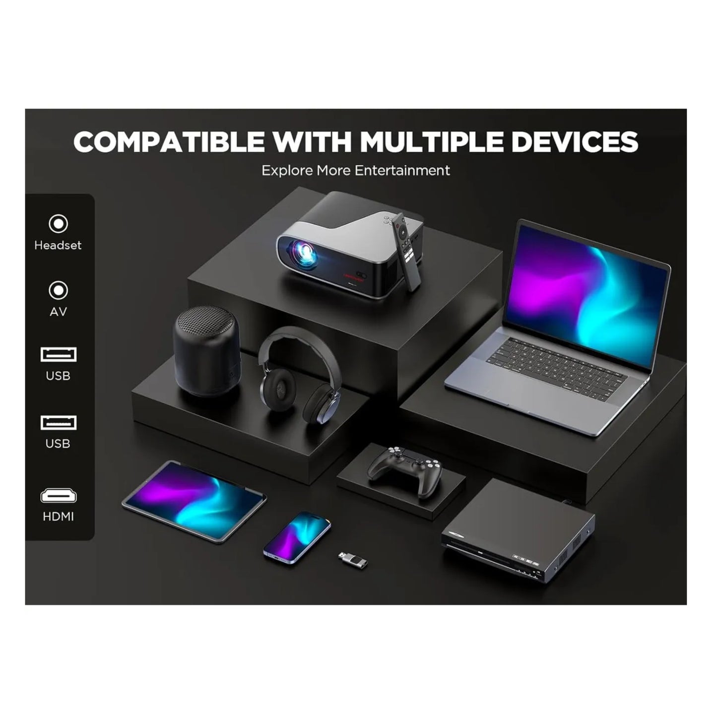 Proyector Video Beam 1080p Autoenfoque Lic Netflix | Dbpower