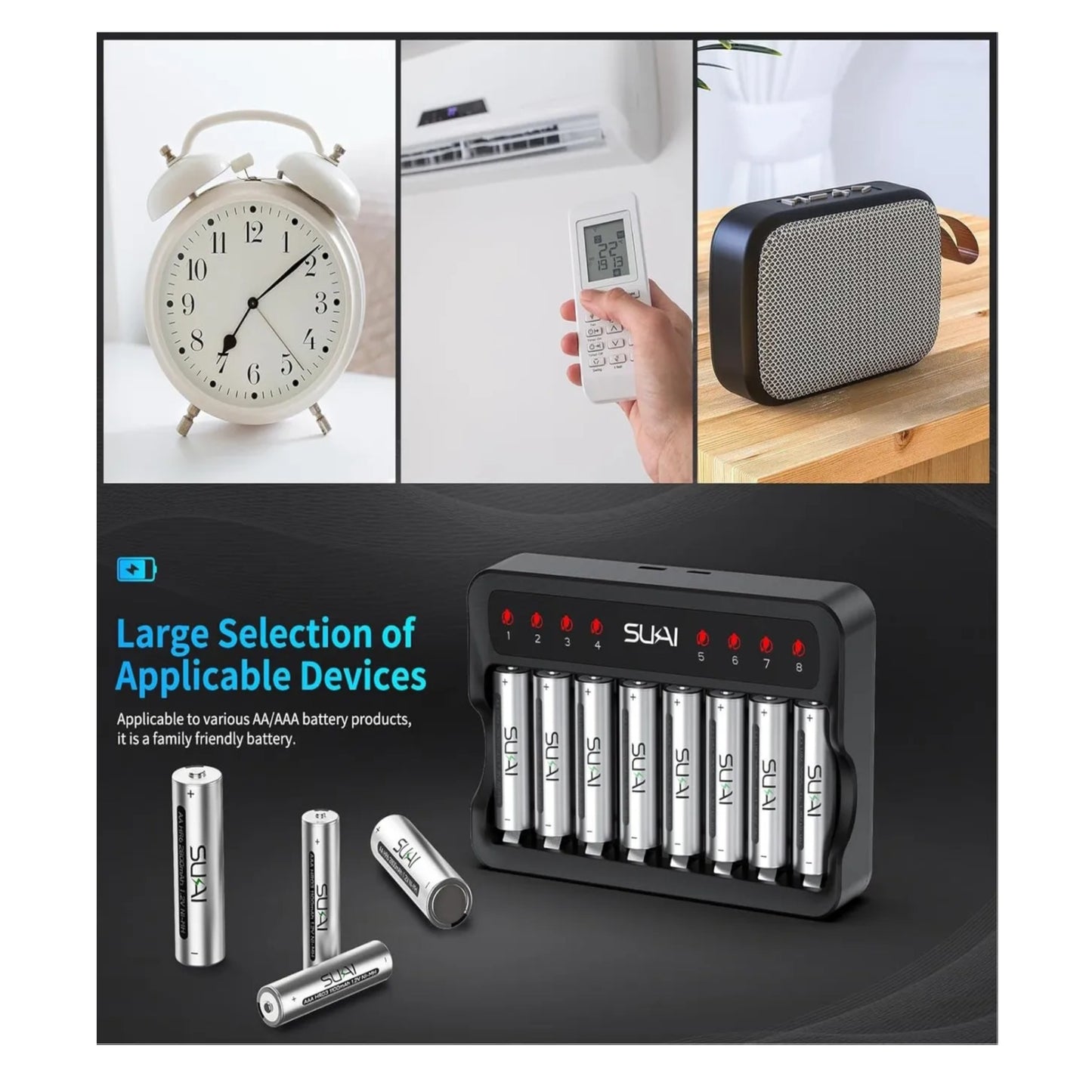 Cargador De Pilas Inteligente 2800mah 8puestos + 8pila Sukai