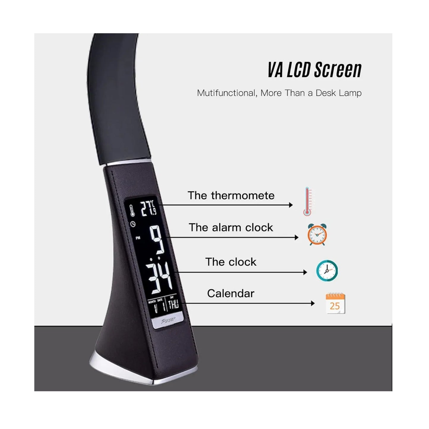 Lámpara Led De Escritorio Digital Reloj Alarma Termometro