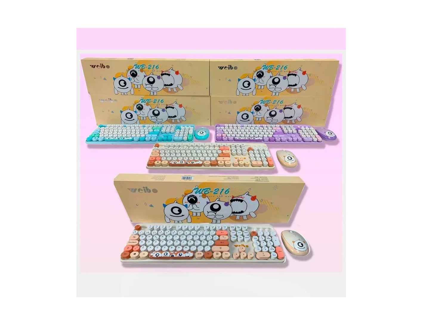 Combo Teclado + Mouse Inalámbrico Ergonómico Weibo Wb-216 Teclado Azul