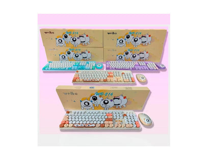 Combo Teclado + Mouse Inalámbrico Ergonómico Weibo Wb-216 Teclado Azul