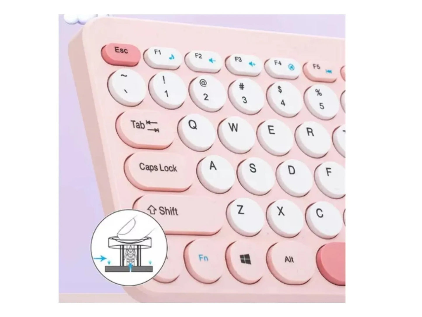 Kit Teclado Y Mouse Inalámbrico 2.4 Mikuso 78 Teclas Redonda