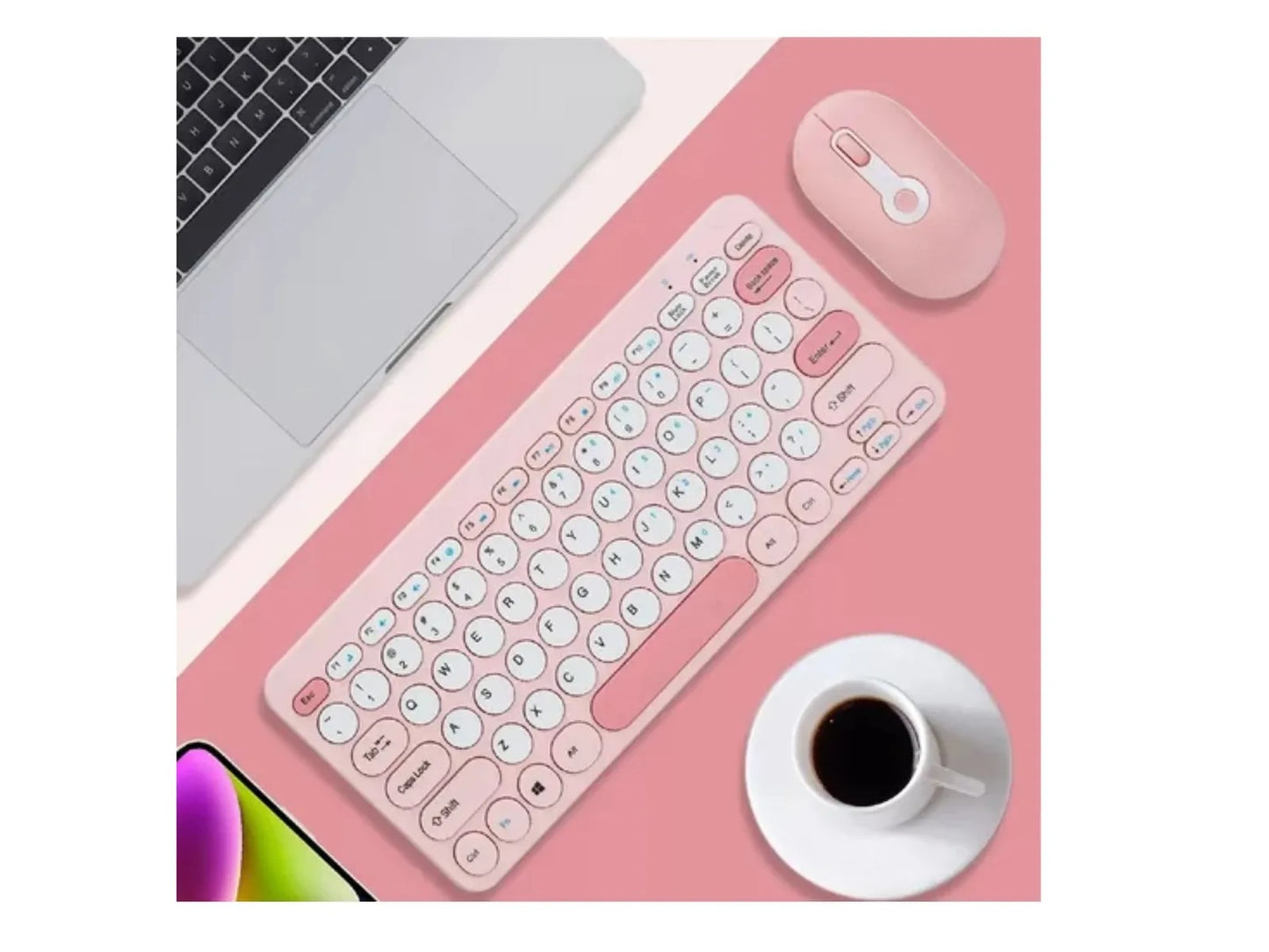 Kit Teclado Y Mouse Inalámbrico 2.4 Mikuso 78 Teclas Redonda