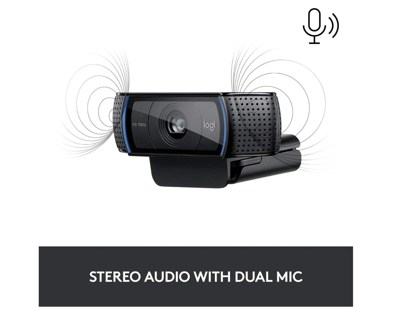 Cámara Web Logitech C920e Full Hd 30fps Con Cubre Lente Color Negro