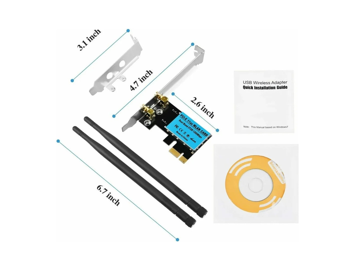 Tarjeta Wifi Doble Banda 2t2r 1200mbps Pci-e 11ac 2 Antenas