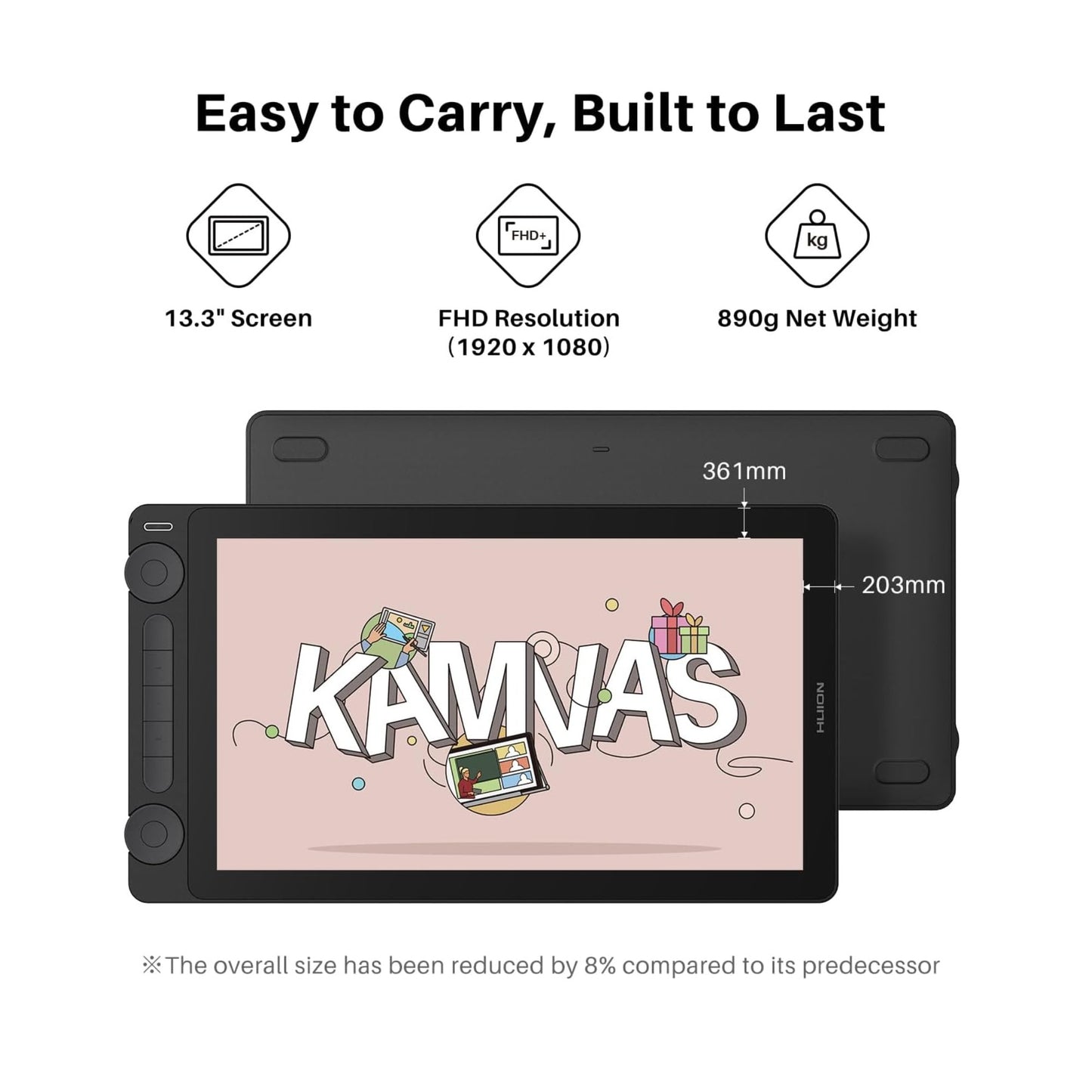 Tableta Digitalizadora Con Pantalla Huion Kamvas 13 Gs1333