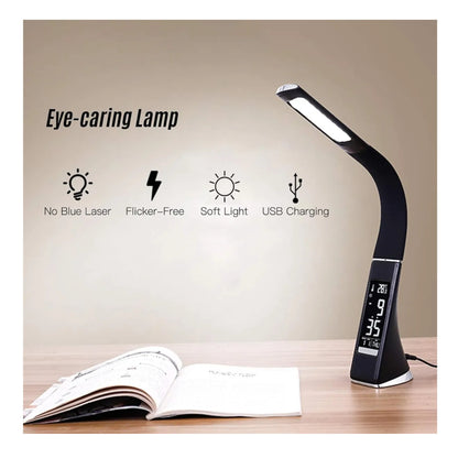 Lámpara Led De Escritorio Digital Reloj Alarma Termometro