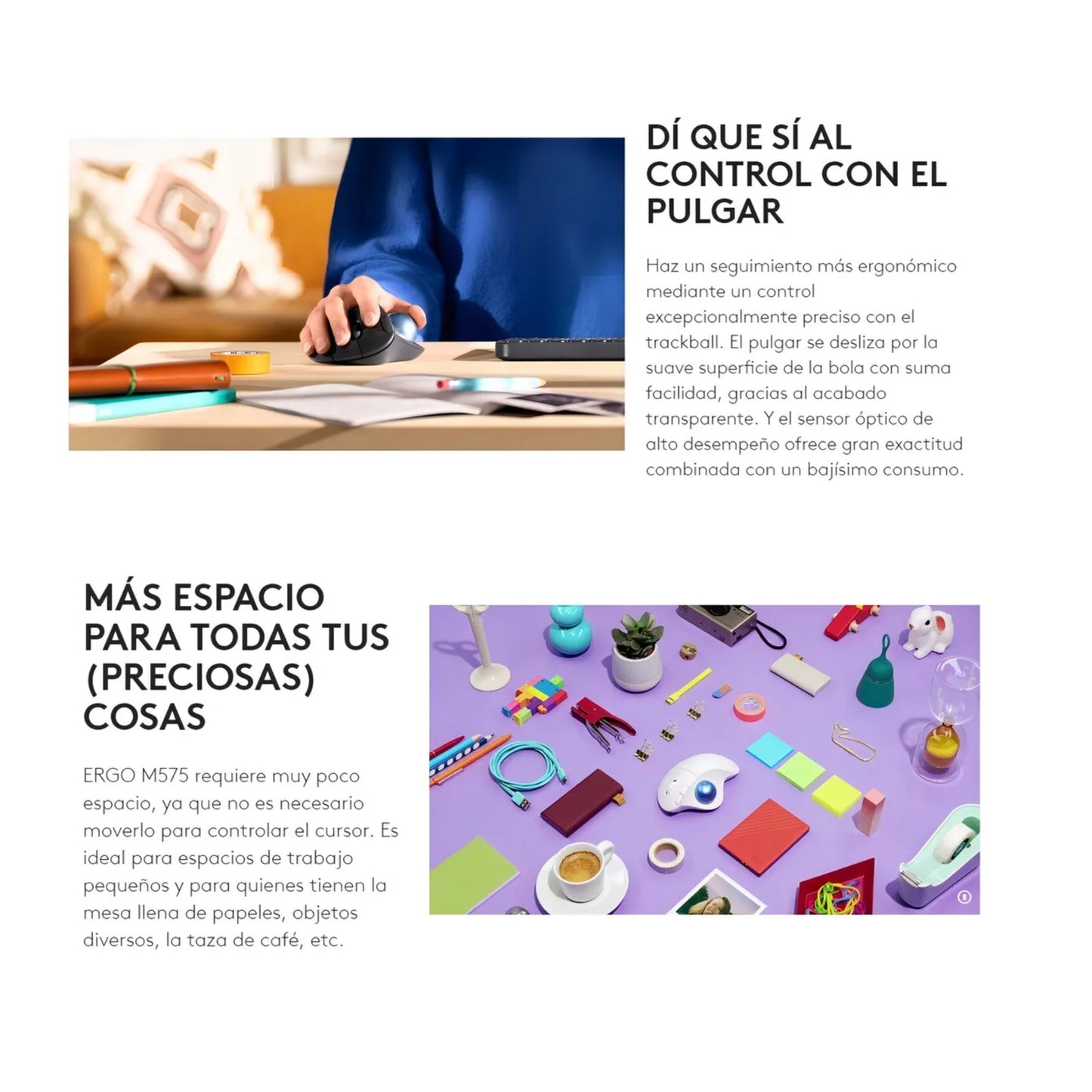 Logitech Ergo M575, Mouse Trackball Inalámbrico / Ergonómico