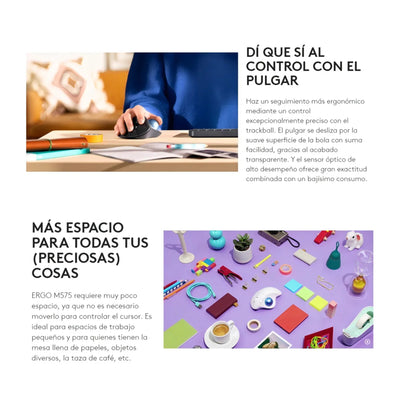 Logitech Ergo M575, Mouse Trackball Inalámbrico / Ergonómico