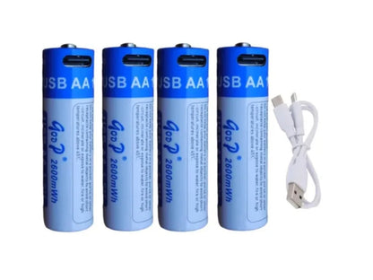 Bateria Pilas Recargable R6 2600 Mah X4 Und Usb Tipo C Goo P