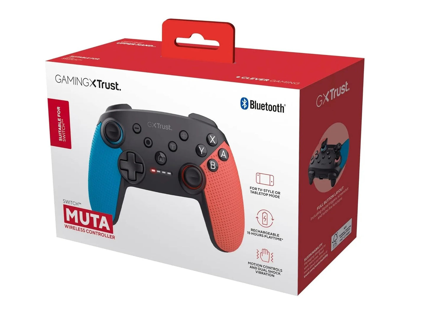 Control Bt Para Nintendo Switch Pc Trust Gxt 1246 Azul/rojo
