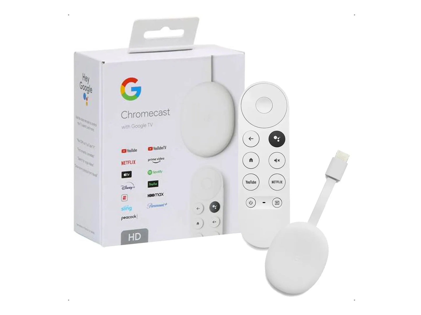 Google Chromecast Tv 4 Hd, Transmisión Multimedia De Voz, 8 Gb, 2 Gb De Ram