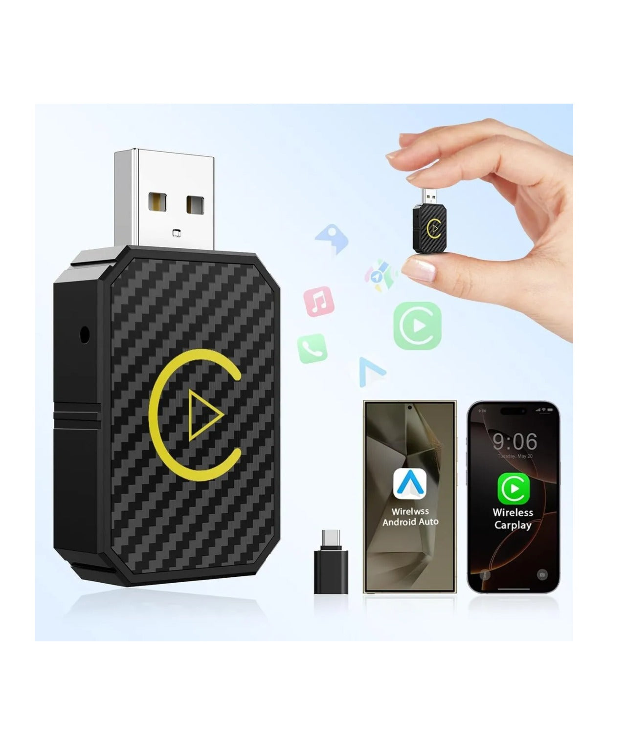 Mini Adaptador Inalámbrico Carplay Para iPhone Carro Android