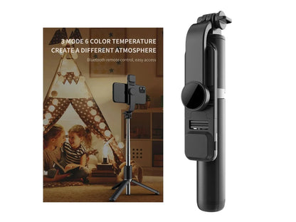 Tripode De Selfie Con Luz De Relleno Longitud 1042mm Negro