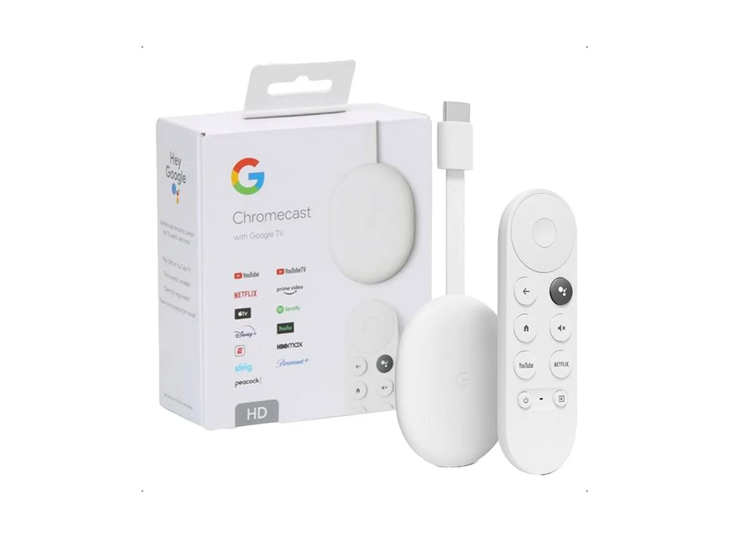 Google Chromecast Tv 4 Hd, Transmisión Multimedia De Voz, 8 Gb, 2 Gb De Ram
