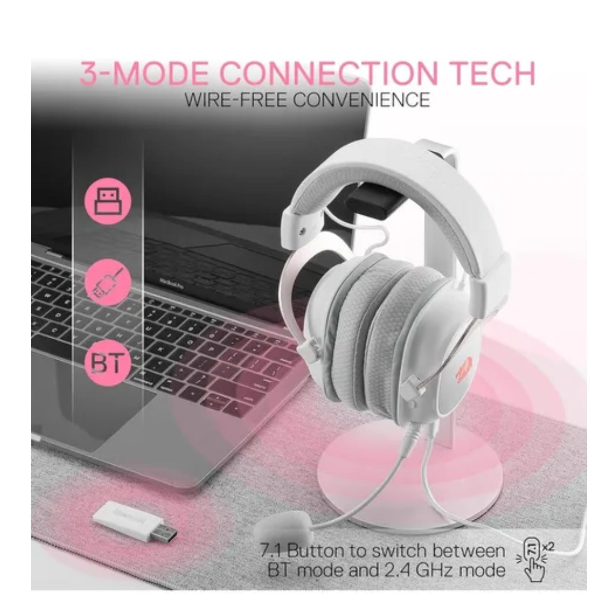 Auriculares Audifonos Inalambricos 2.4 7.1 Redragon Zeus Pro