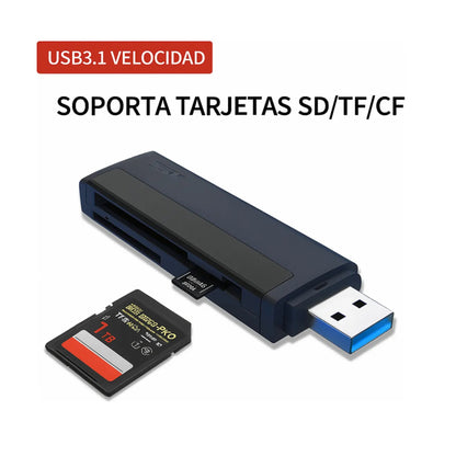 COMPITIENDO  Lector De Tarjetas Memorias Cf/tf/sd Compact Flash Ssk Sc401 Negro