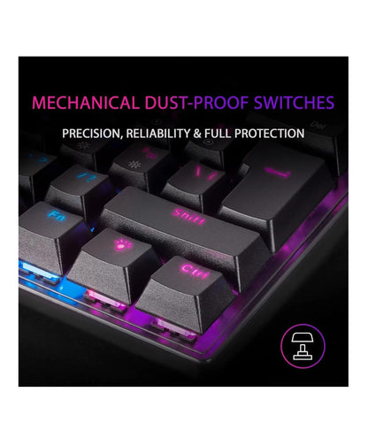 Teclado Mecanico Gamer 60% Switch Azul Rainbow K61 Cableless