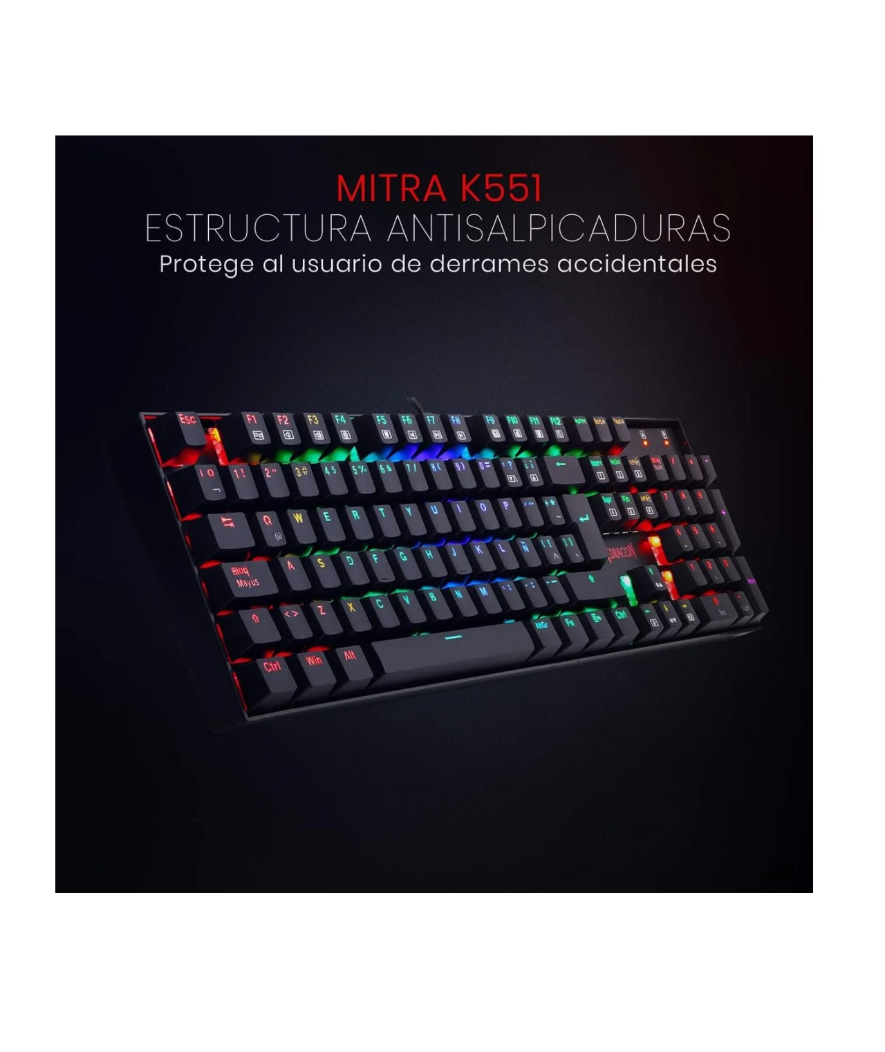 Teclado Mecanico Rgb 100% Red Switch Redragon Mitria K551 Es