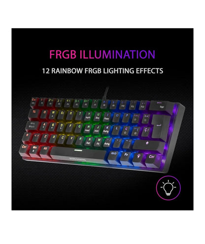 Teclado Mecanico Gamer 60% Switch Azul Rainbow K61 Cableless