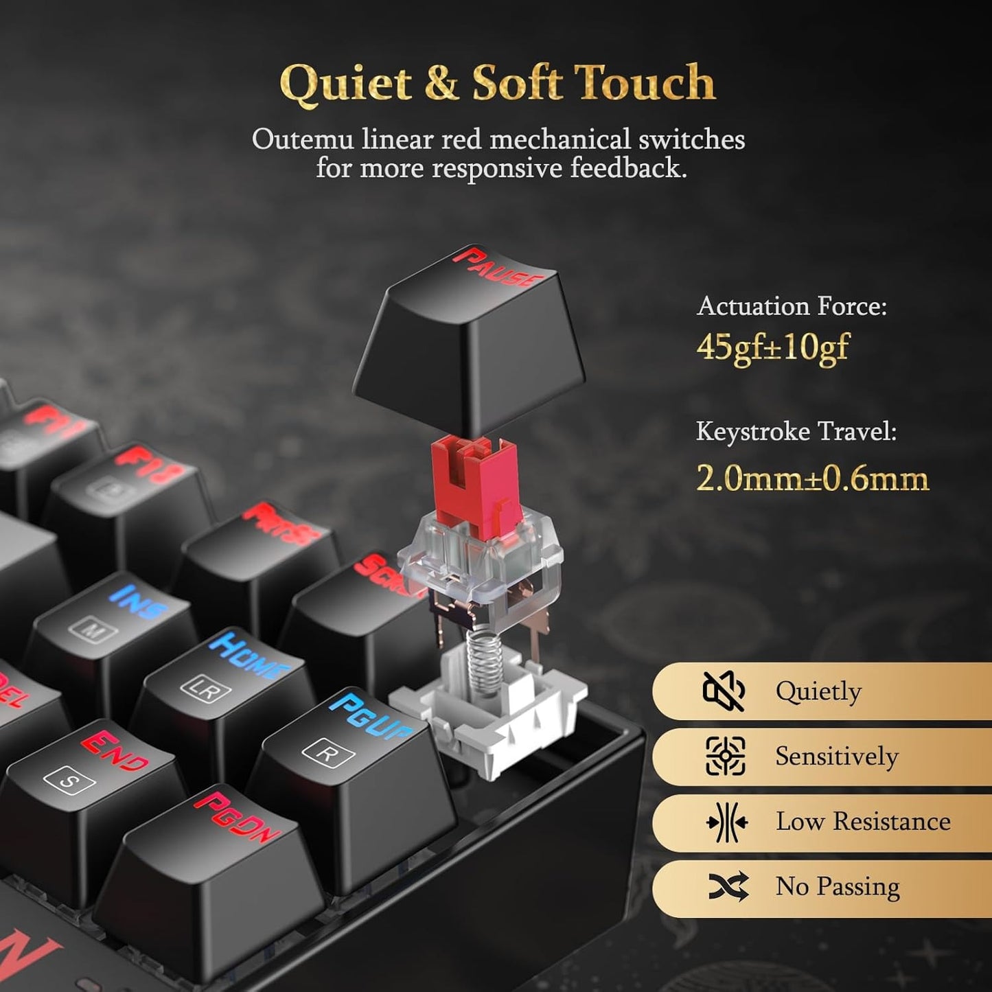 Teclado Mecanico Gamer 80% Tkl Rainbow Redragon Kumara K552