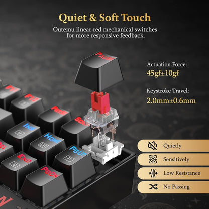 Teclado Mecanico Gamer 80% Tkl Rainbow Redragon Kumara K552