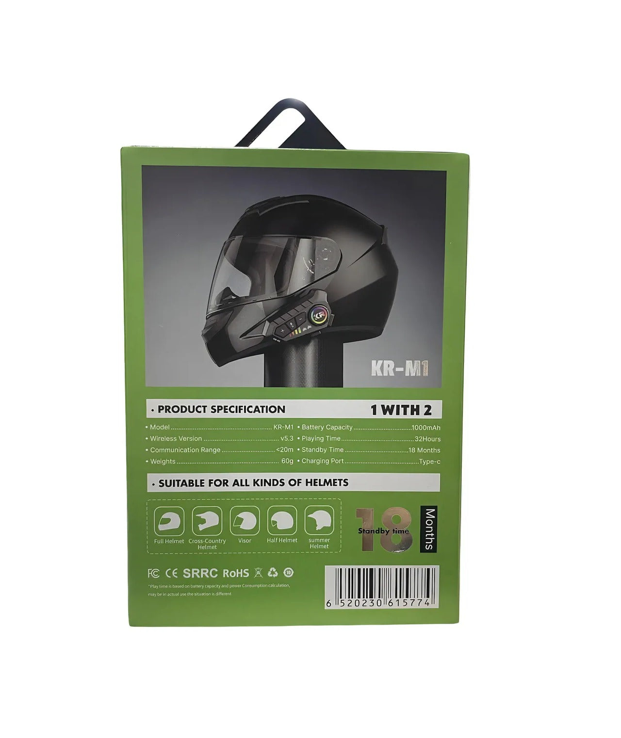 Intercomunicador Inalámbrico Bluetooth De Casco Moto Kr-m1