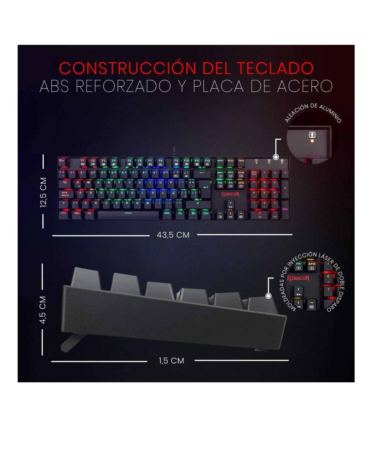 Teclado Mecanico Rgb 100% Red Switch Redragon Mitria K551 Es