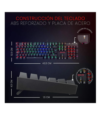 Teclado Mecanico Rgb 100% Red Switch Redragon Mitria K551 Es