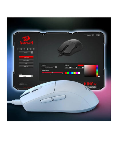 Mouse Raton Gamer 1k Hz 12400dpi Redragon K1ng 1k M724 | 42g