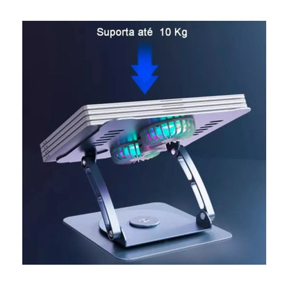 Base Para Portatil Metalica 360° P43 | Elevacion 2ventilador Plata