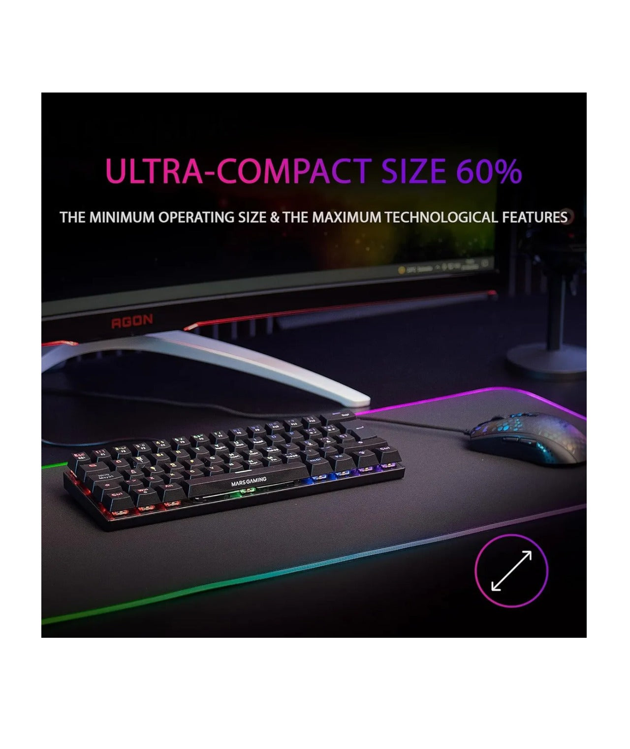 Teclado Mecanico Gamer 60% Switch Azul Rainbow K61 Cableless