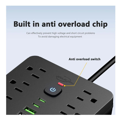 Multitoma 17 En 1 Americano 11 Tomas 4 Usb 2.1 A 2usb Tipo C