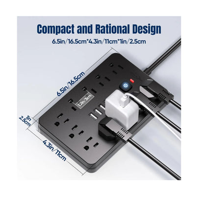 Multitoma 17 En 1 Americano 11 Tomas 4 Usb 2.1 A 2usb Tipo C
