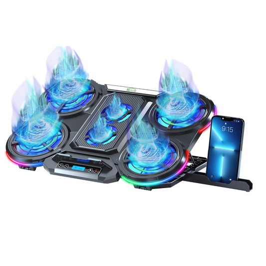Base Gamer Refrigerante 6 Ventiladores Con Soporte Para Celu