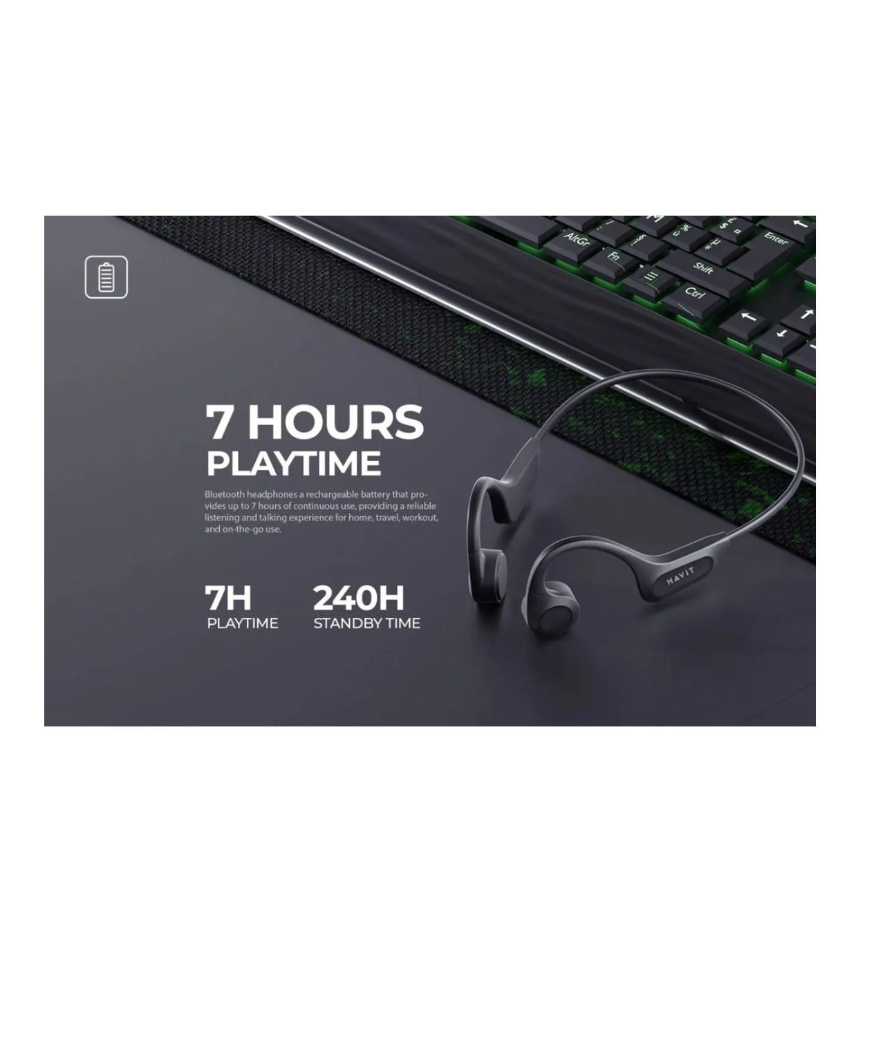 Audífonos De Conducción Osea Bluetooth 5.3 Ipx5 Havit E531bt