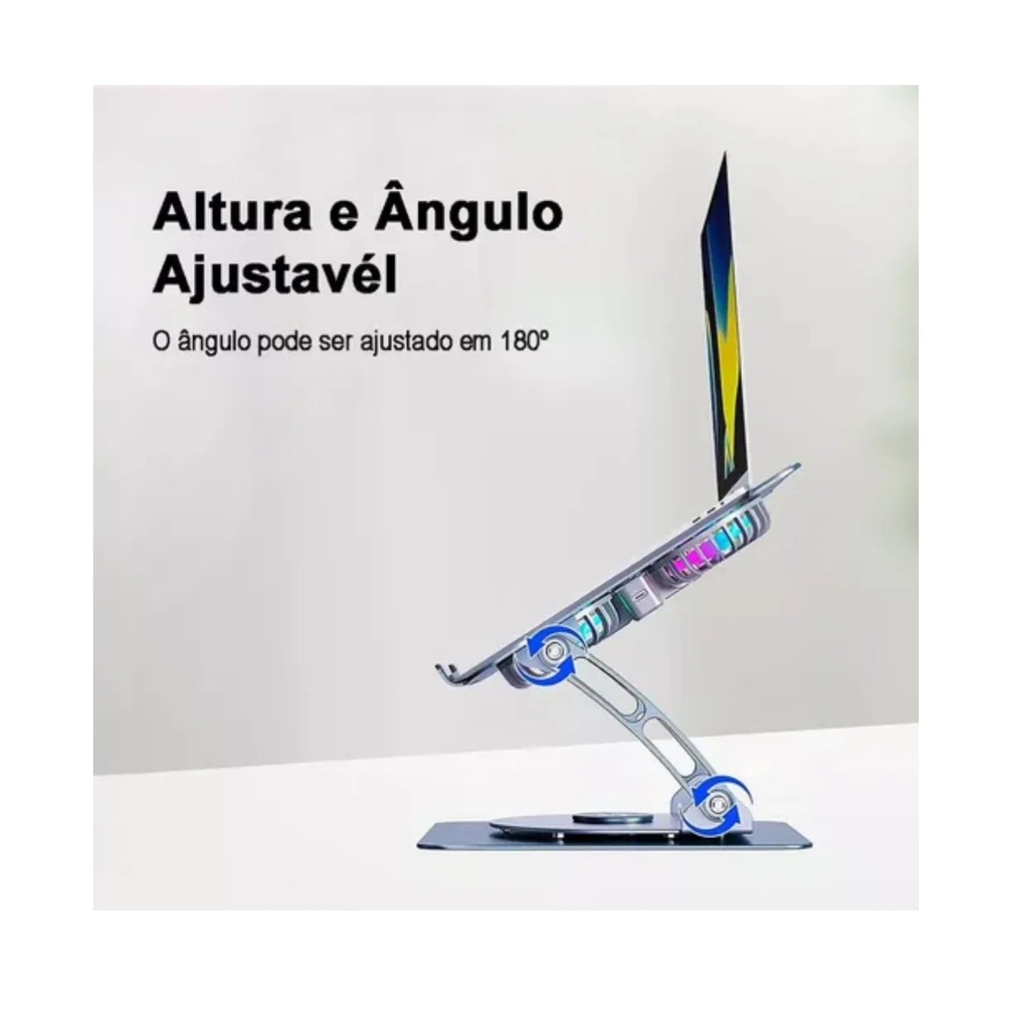 Base Para Portatil Metalica 360° P43 | Elevacion 2ventilador Plata