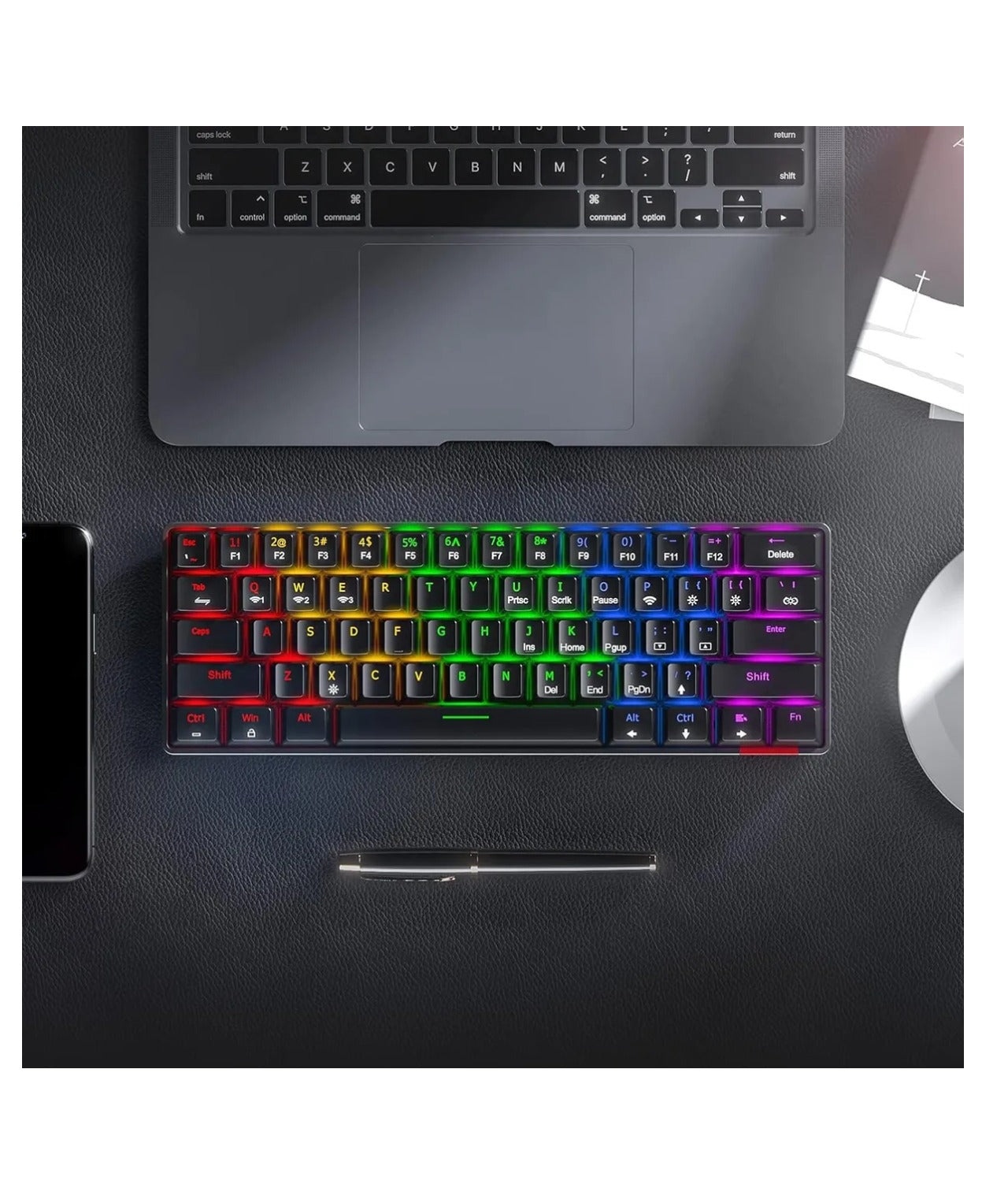 Teclado Mecanico Gamer 60% Switch Azul Rainbow K61 Cableless